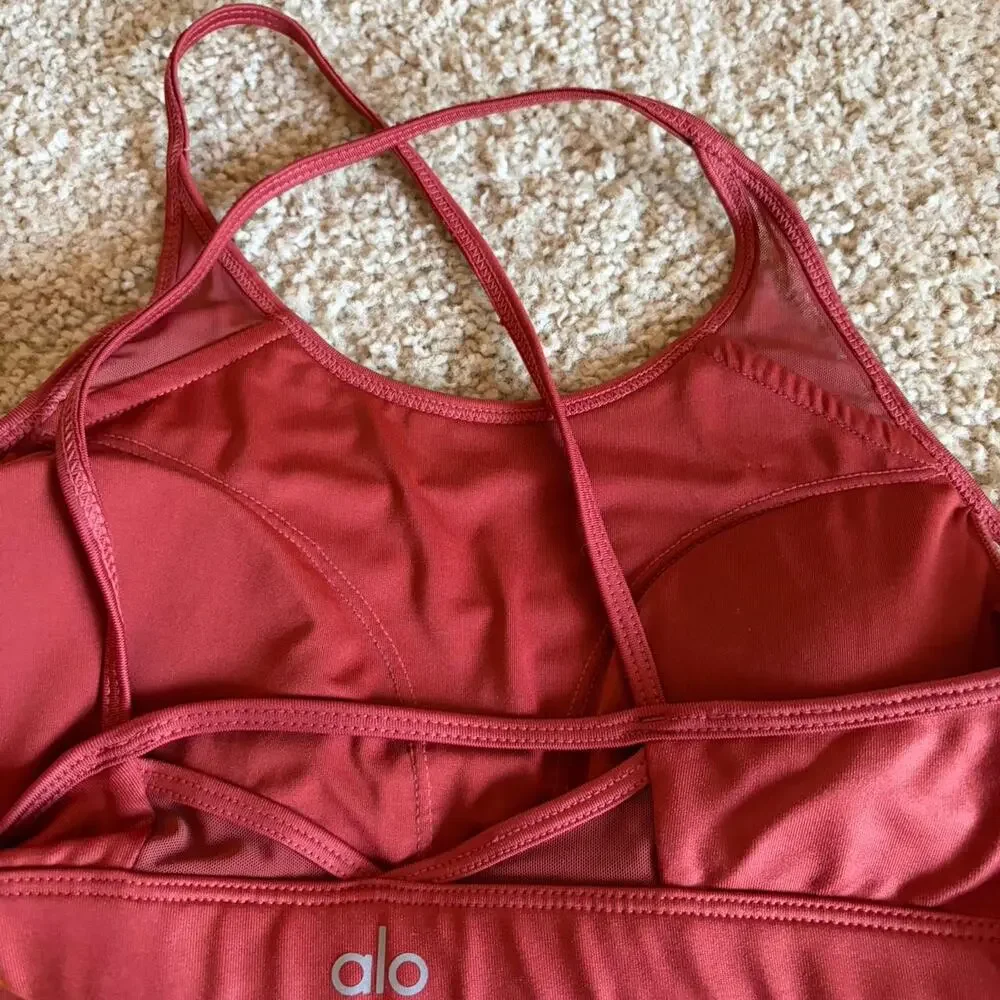 Alo yoga orange red sports bra
